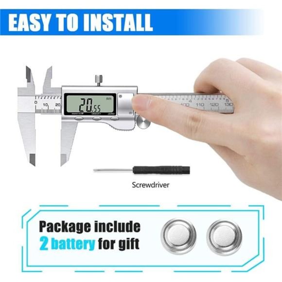 Digital Caliper, Stainless Steel Vernier Caliper Digital Micrometer 6 inch - Picture 6 of 7